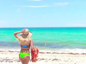 Beach Babe Follows Him Home To Ride That Big Cock